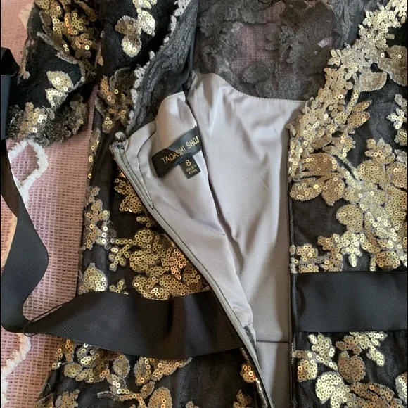 {Tadashi Shoji} floral embellished cocktail dress